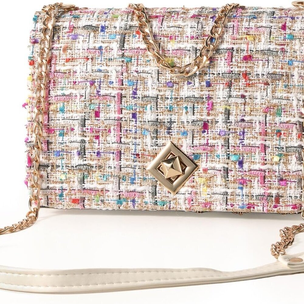 Small Quilted Crossbody Bag Women Faux Leather Chain Clutch Evening Purse